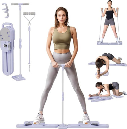 Pilates Board, Multifunctional Pilates Reformer Board with Handrail, Quickly Convert to Ski Machine, Detachable Abdominal Board, Home Gym Equipment for Women Core Workouts