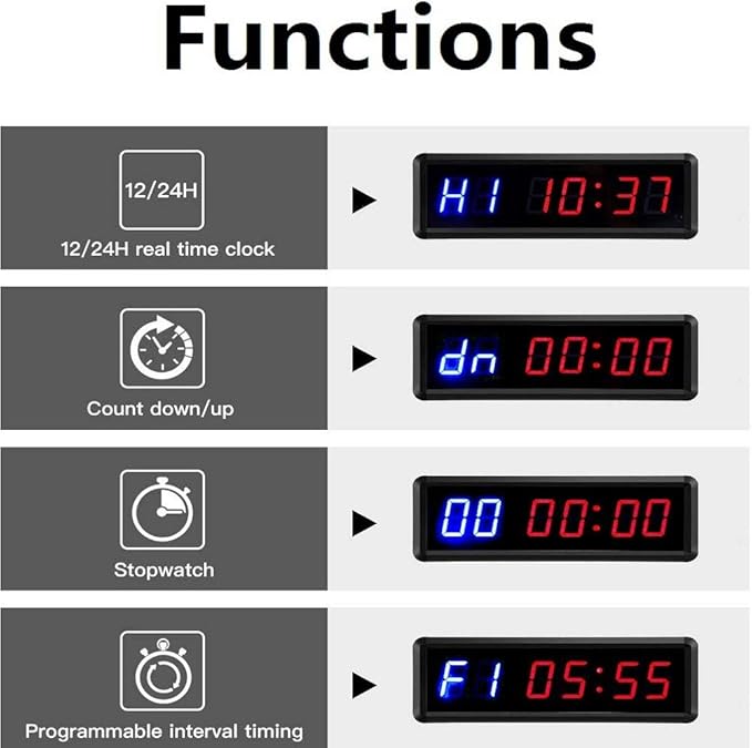LED Interval Timer Count Down/Up Clock Stopwatch with Remote for Home Gym Fitness