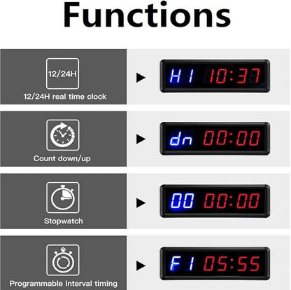 LED Interval Timer Count Down/Up Clock Stopwatch with Remote for Home Gym Fitness