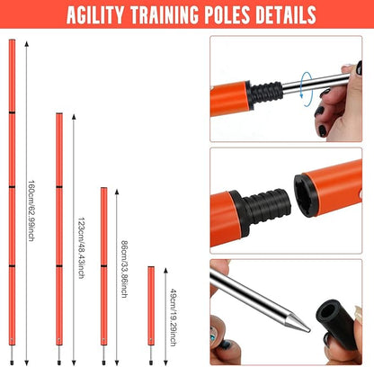 Soccer Agility Training Equipment, Includes 20ft Agility Ladder, 6 Adjustable Agility Poles, 10 Disc Cones, Jump Rope-Speed Training Set for Soccer Football Basketball Athletes