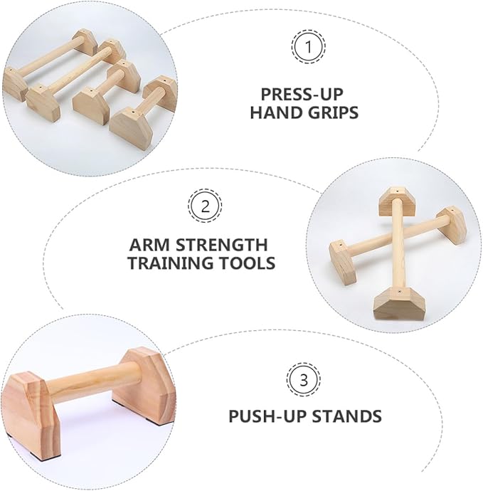 VOSAREA Push-up Stands Pair Pine Wood 30cm Exercise Push-up Bars Home Fitness Equipment Arm Strength Training Tools for Bodybuilding and Calisthenics