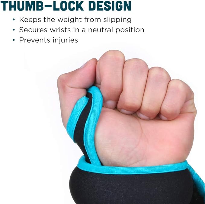 Comfecto Wrist Weights with Thumb Loops Lock, 1lb*2 2lbs*2 for Running, Strength Training, Walking, Exercises, Gym, Cardio, Men, Women
