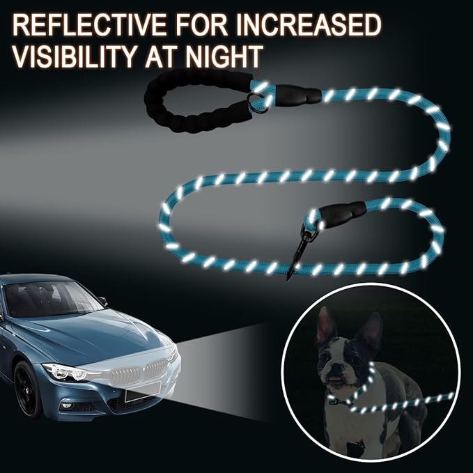 BARKBAY Dog Leashes for Large Dogs Heavy Duty Dog Leash 4/5/6 FT with Comfortable Padded Handle and Highly Reflective Threads for Medium Large Dogs Walking Training Running (5FT-1/2'',Blue)
