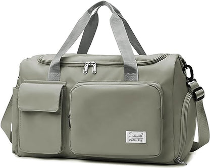 Sports Gym Duffel Bag with Shoes Compartment and Dry Wet Separated Pocket for Men and Women - Overnight Weekender Training Handbag Yoga Bag - Dark Gray