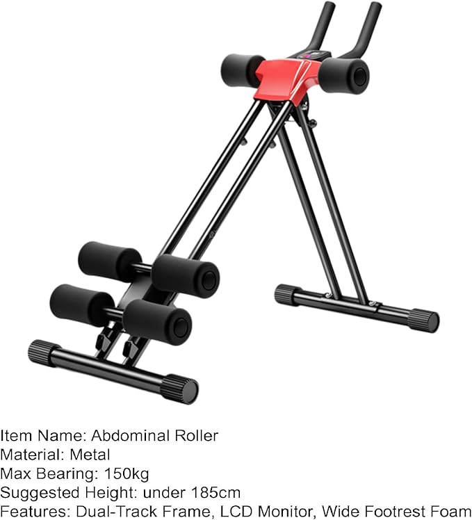 Flybird Full Body Ab Workout Equipment - 5 Adjustable Heights Ab Trainer Machine, 150kg Heavy Duty Metal Frame, Foldable with LCD Monitor - Home Gym for Core Strength & Abdominal Exercise