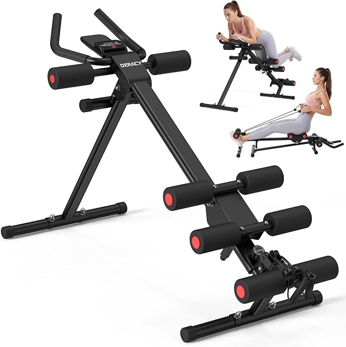 DERACY Ab Workout Machine Adjustable Ab Trainer Abdominal Trainer for Home Gym Foldable Ab Crunch Machine for Core 440 LBS