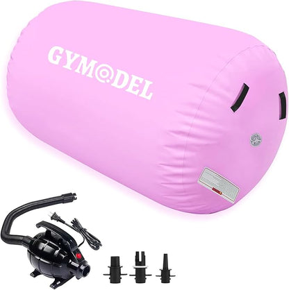 Air Roller Gymnastics Barrel Inflatable Tumbling Roller Air Mat, Air Barrel Gymnastics Tumble Track Mat with Pump for Backhandspring/Training Cheerleading/Yoga/Home and Outdoor Use