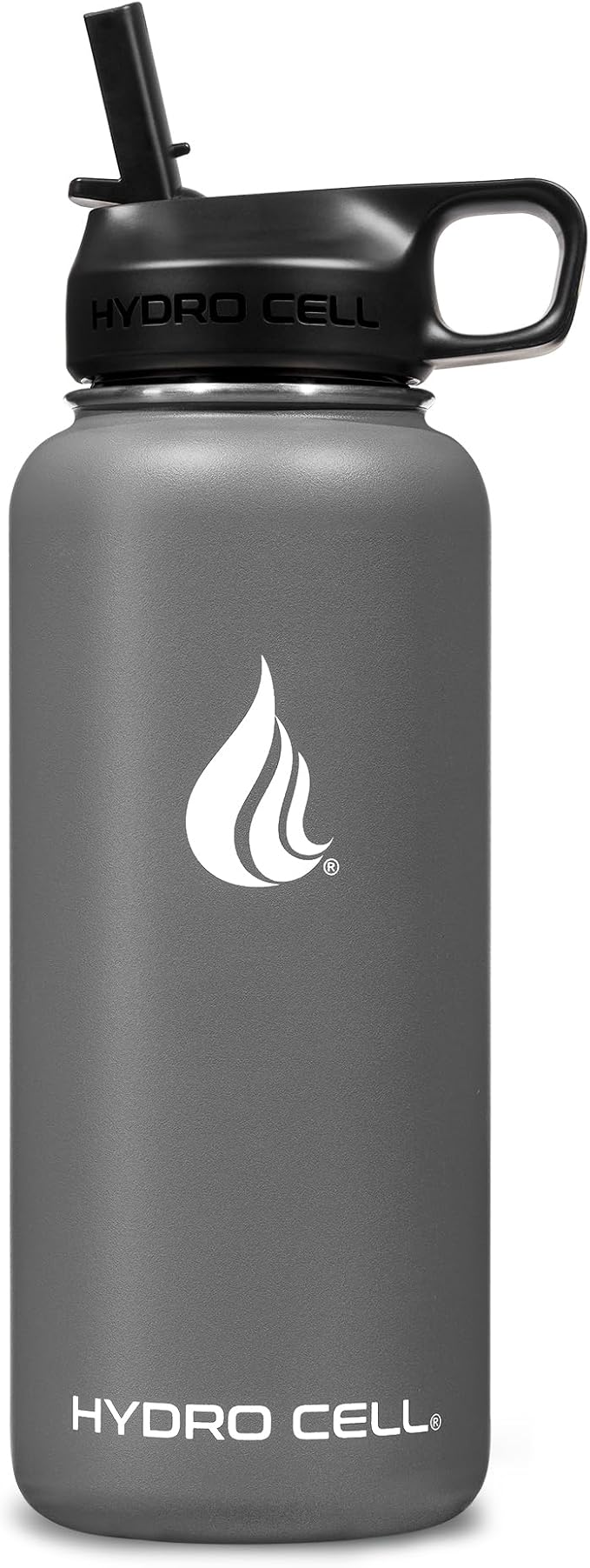 HYDRO CELL Stainless Steel Insulated Water Bottle with Straw - For Cold & Hot Drinks - Metal Vacuum Flask with Screw Cap and Modern Leakproof Sport Thermos for Adults (Graphite 32oz)