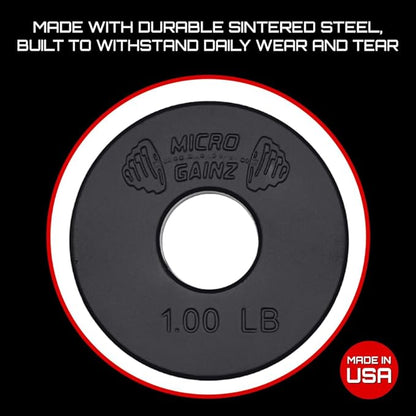 Micro Gainz Standard 1-Inch Center Hole Fractional 8 Piece Weight Plates with Bag, Designed for Standard 1-Inch Dumbbell & Barbell for Strength Training and Weight Lifting, Made in USA