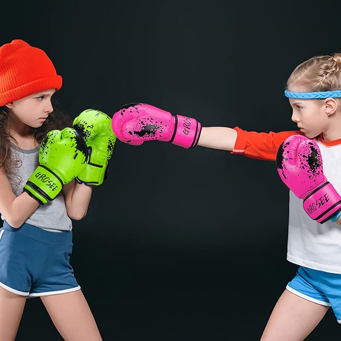 Kids Boxing Glove 6oz 8oz, Youth, Boys and Girls Training Sparring Gloves for Punching Bag, Kickboxing, Muay Thai, MMA, Gift for Age 6-15 Years