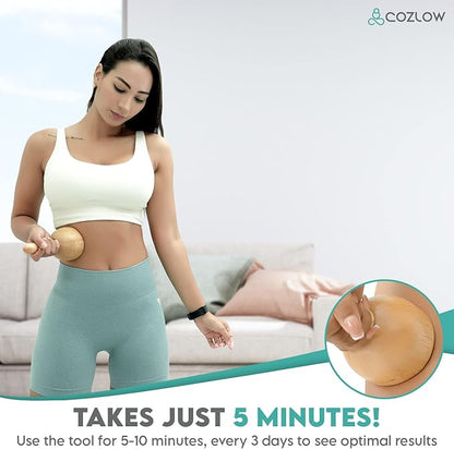 COZLOW Wood Therapy Massage Cup - Maderoterapia Massager for Body Sculpting, Fascia Release & Lymphatic Drainage - Wooden Cupping Massage Tool - Maderotherapy Helps Reduce Cellulite Appearance