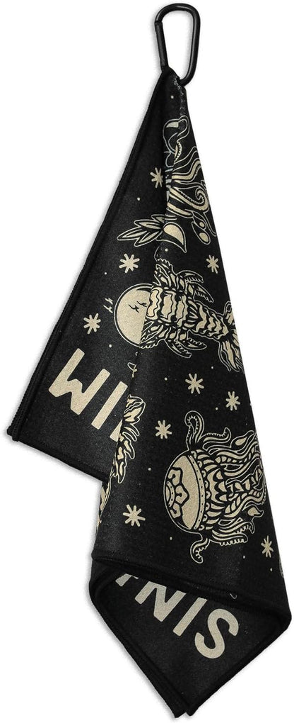 RokFit Gym & Golf Towel – Multi-Use, Quick-Dry, Durable Utility Towel with Bold Graphic and Carabiner Clip (Sink Or Swim)