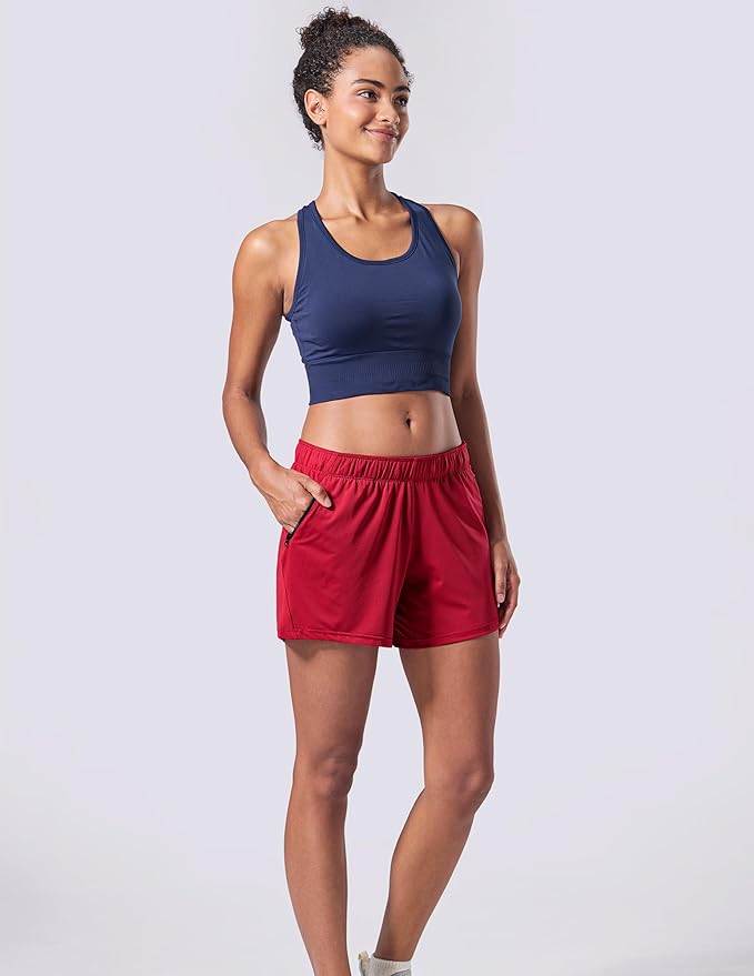 Liberty Imports 1 or 5 Pack Womens Lounge Workout Shorts with Zipper Pockets 5" Inseam Lightweight Athletic Casual Shorts