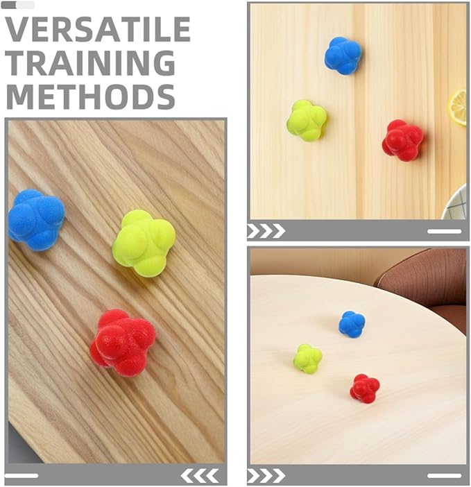 6pcs Hexagonal Reaction Balls Reflex Training Balls for Hand Eye Coordination and Reaction Speed Improvement, 5.5cm Set for Sports Training and Agility Exercises