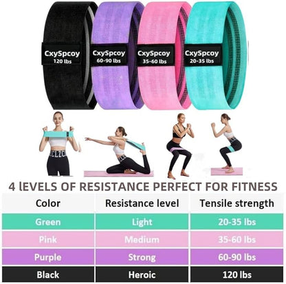 4 Levels Booty Resistance Bands Upgrade for HIPS & Thigh Glutes, Pilates, Leg Butt Stretch Upgrade for Women and Men Elastic Fabric Set Working Out