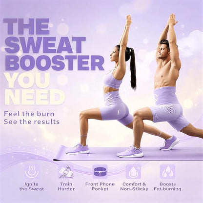 Waist Trimmer Belt for Men & Women – Silver Ion Sweat Belt, Anti-Slip Sauna Trainer, With Pocket & Precision Fit