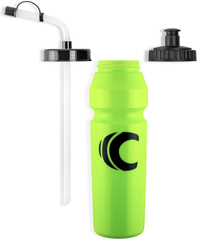 Cannon Sports 1 Liter Sports Water Bottle, BPA-Free, 34 Oz Capacity, Large Mouth, 2 lids (Straw and Squeeze), Great For Helmet Sports Such As Hockey, Lacrosse, Football, Boxing (6 Pack) (Lime Green)