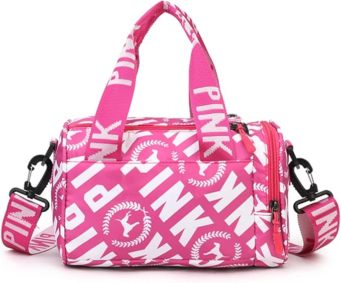 Mini Small Crossbody Bag Gym Bag for Women Men, Cute Small Duffle Bag Aesthetic Sports Handbag, Waterproof Gym Tote Bag Portable Fitness Shoulder Bag for Sports Travel (Rose Red-b)