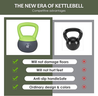 ENERGI CORE Kettlebell - Sand Filled Weight for Home Gym Workouts & Strength Training - Portable Exercise Kettle Bell for Women & Men