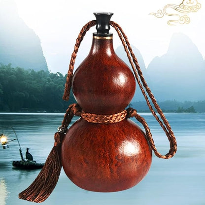 Gourd Water Bottle, Asian-Style, Brown, 300ML, Travel, Sports, School, Reusable, Round, Gourd Material, Leak-Proof, Portable, Interactive Decoration