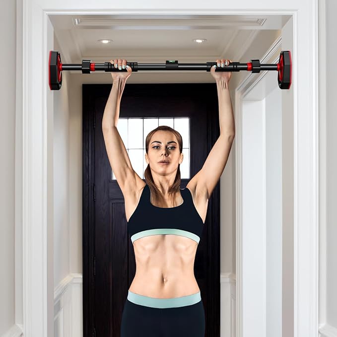 Ciieeo Adjustable Doorway Pull up Bar with Secure Locking No Drilling Installation Comfortable Grip for Home Gym Strength Training 39.37 Inch Portable Fitness Equipment