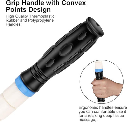 iGreely Premium Muscle Roller The Ultimate Massage Roller Stick 17 Inches Recommended by Physical Therapists Promotes Recovery Fast Relief for Cramps Soreness Tight Muscles-White