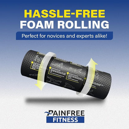 Foam Roller with Printed Exercises - 17.7''x 6'' Lightweight EPE/PE Exercise Roller Foam - Includes 12 Guided Stability, Mobility & Recovery Moves - Dual Color Instructional Design