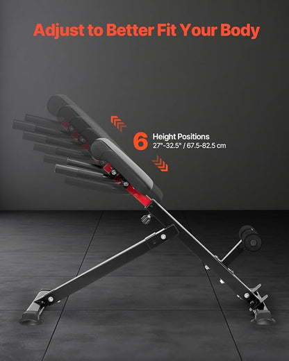 VEVOR Multi-Functional Weight Bench for Full Body Workout, Roman Chair Hyperextension Bench, Adjustable & Foldable Equipment for Back Arm Core Ab Workout, Sit Up Exercise Machine for Home Gym