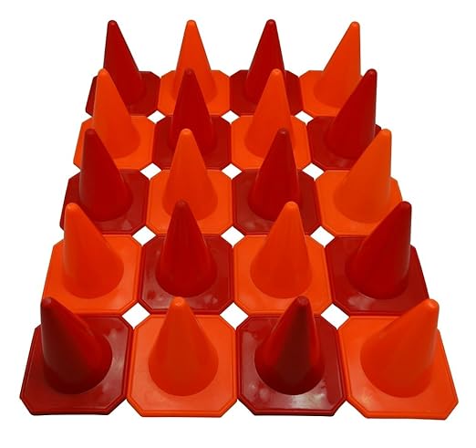 BlueDot Trading 4” Red Mini Plastic Traffic Cones (20, Orange & Red)