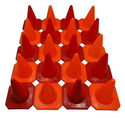 BlueDot Trading 4” Red Mini Plastic Traffic Cones (20, Orange & Red)