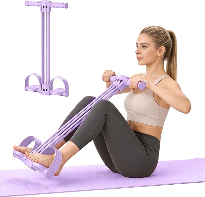 Pedal Resistance Bands with Handles, Upgrade 6-Tube Natural Rubber Foot Pedal Resistance Band for Multifunction Stretching Workout, Abdomen Waist Arms Legs Training