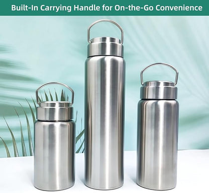 CDJ 16 OZ Uninsulated Single Wall Stainless Steel Water Bottle, Reusable Metal Water Bottle for Sports, Leakproof and Durable, Perfect for Hiking, Gym, Picnics, and Outdoor Activities