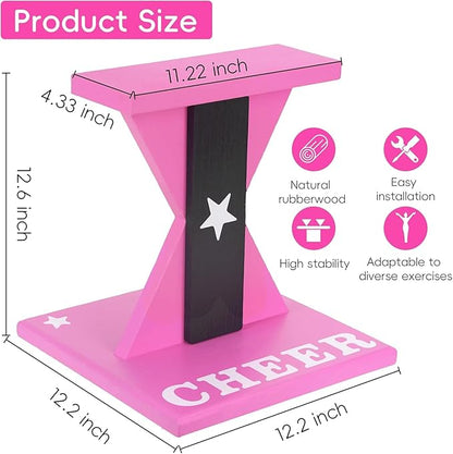 Cheerleading Balance Trainer, Wooden Cheer Equipment Stunt Trainer Practice, Pink Cheer Flyer Stand Balance Board for Core Strength, Stability & Body Control