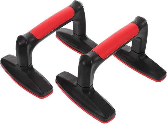 2pcs Red Plastic Parallettes Push up Bars for Home Gym Strength Training Equipment with Non-slip Handles for Calisthenic Floor Exercise and Chest Muscle Workout