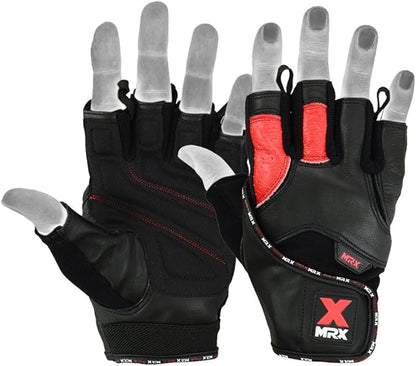 MRX Weight Lifting Pro Level Gloves with 18 Inches Long Wrist Strap Gym Workout Exercise & Fitness in