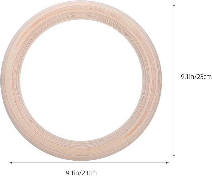 2pcs Wooden Gymnastics Rings Set with Suspension Straps, 28mm Birch Wood Fitness Rings for Pull Ups and Calisthenics Home Workout Training Equipment