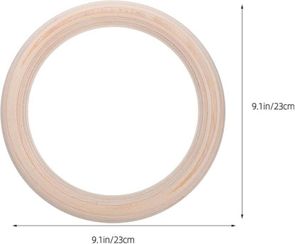 2pcs Wooden Gymnastics Rings Set with Suspension Straps, 28mm Birch Wood Fitness Rings for Pull Ups and Calisthenics Home Workout Training Equipment