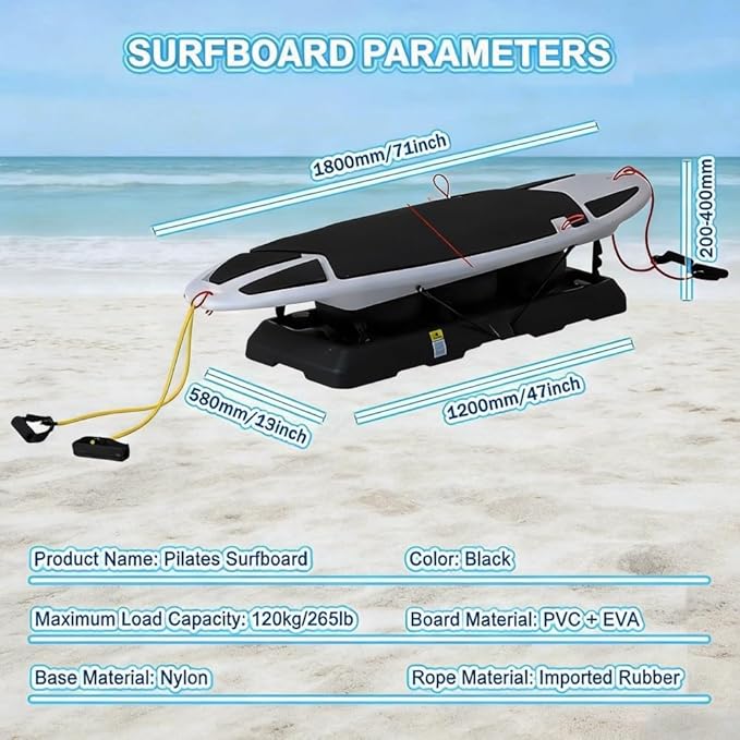 Indoor Surf Trainer Machine with Balance Board, Home Gym Fitness Equipment for Core Strength, Agility and Coordination Training, Suitable for Surfing Skiing Practice