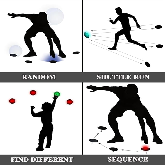 Reaction Training Light, Sports Agility Lights Training Kit with Remote Control, 4 Modes and 4 Light Colours, Reaction-Enhancing Speed and Agility for Hand-Eye Coordination Training
