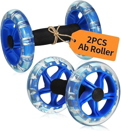 Kisangel 2pcs Ab Roller Wheel, Exercise Abdominal Roller Dumbbell Fitness Dual Wheel for Hand Weights Equipment