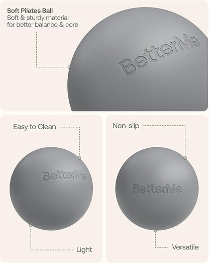 BetterMe Soft Pilates Ball – 8 Inch Mini Exercise Ball for Pilates, Yoga & Core Training – Small Stability Ball for Women – Portable Workout Tool