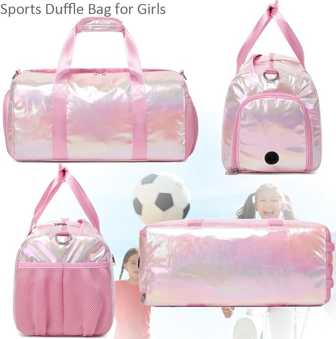 Dance Bag for Girls Sports Gym Duffle Bag with Shoes Compartment Wet Pocket Water Resistant Weekender Carry On Travel Bags for Teen Girls