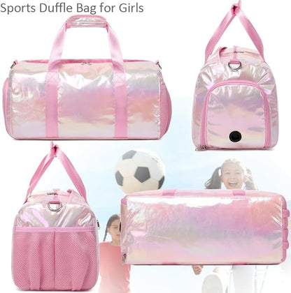 Dance Bag for Girls Sports Gym Duffle Bag with Shoes Compartment Wet Pocket Water Resistant Weekender Carry On Travel Bags for Teen Girls