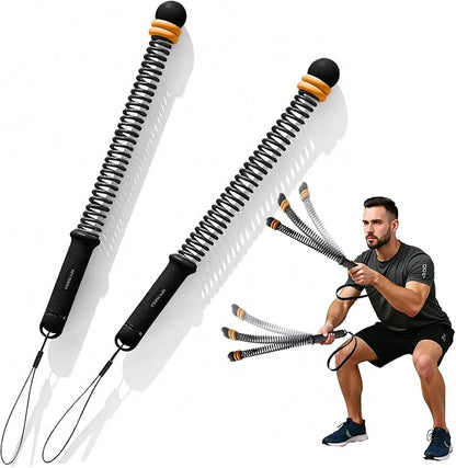 Ropeless Battle Ropes for Exercise Workout Rope, Portable Workout for Home Gym, Exercise Battle Ropes for HIIT Workouts, Low-Impact Cardio Training (Black with Ring)