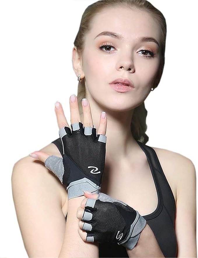Luwint Women Fingerless Yoga Gloves, Non Slip Padded Barre Pilates Fitness Workout Training Exercise Accessories