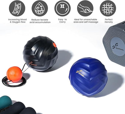 Sportneer Massage Lacrosse Ball with String, Deep Tissue Massager for Back Myofascial Release, Shoulder Trigger Point Therapy & Foot Plantar Fasciitis, Free Relax for Whole Body, Black