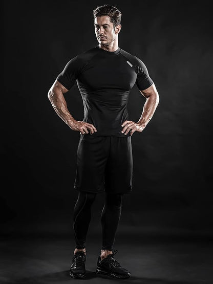 DRSKIN 3, 2 or 1 Pack Men's Compression Shirt Short Sleeve Top Baselayer Sports T-Shirt Athletic Running Active Workout