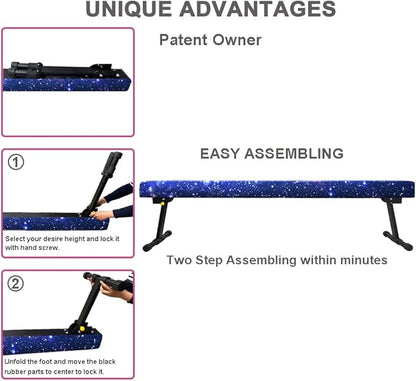 6ft Ultrasimple Adjustable&Foldable Balance Beam,High-Low Floor Beam Suede Gymnastics Equipment,No Tool Require, Gymnastics Beam for Training&Professional HomeTraining