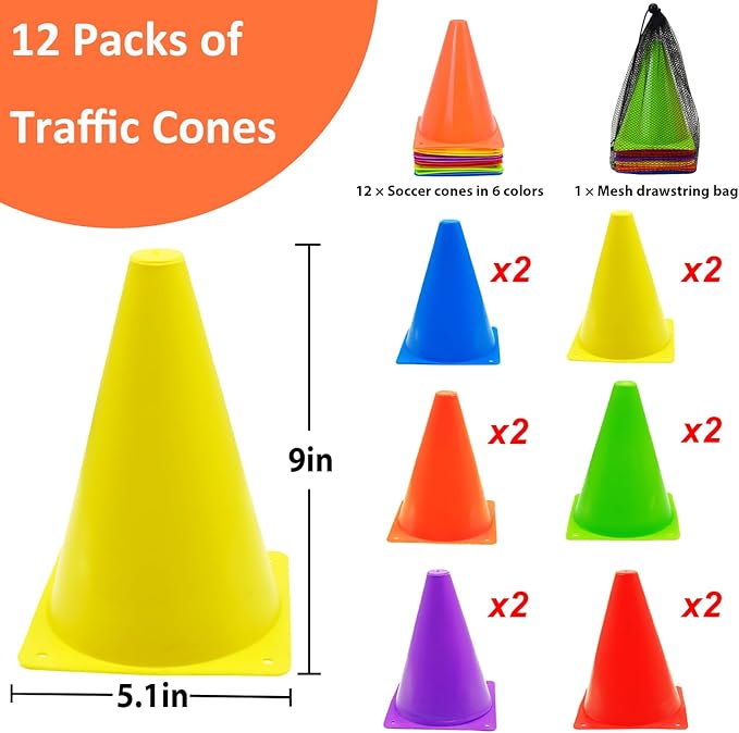 Soccer Cones Set, 84/42Pcs 7"/9" Cones Sports + Disc Cones, Cones for Sports with Carry Bag, Training Cones, Soccer Cones for Training, Plastic Soccer Cones for Drills