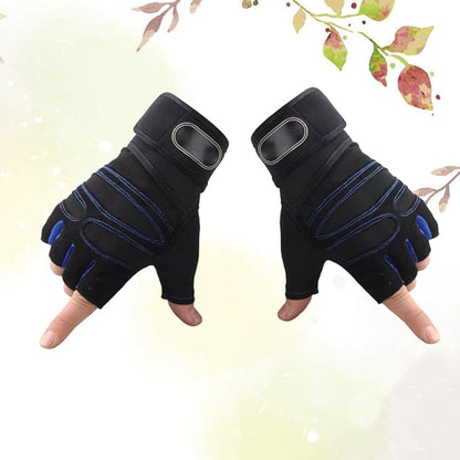 Mikinona Fitness Half-Finger Gloves for Men XL Dark Blue Cycling and Weight Lifting Gloves with Wrist Support for Fitness Training and Riding